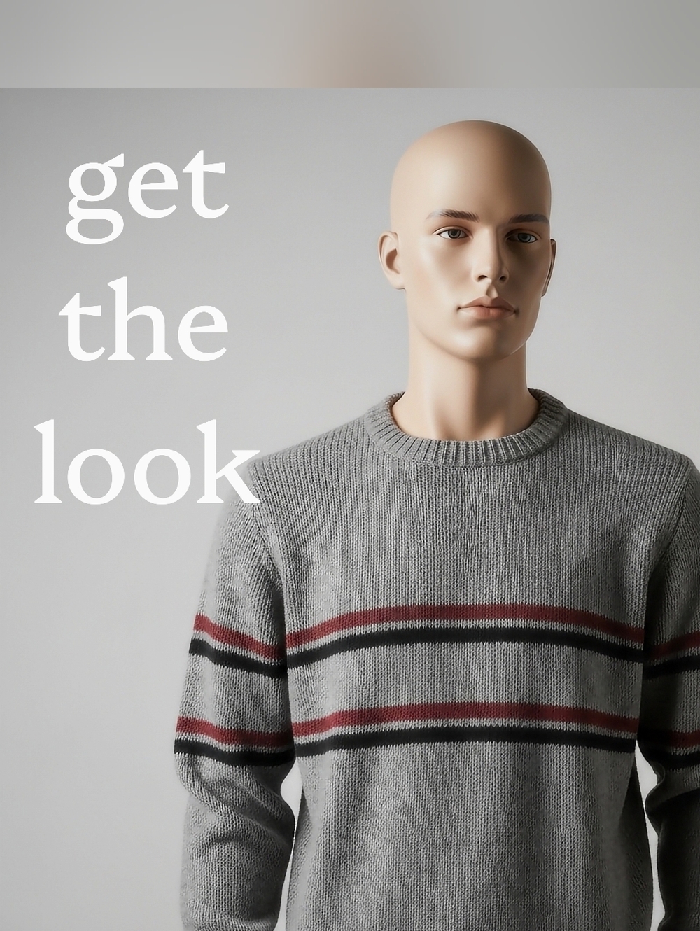 Vintage Grey Striped Crewneck Sweater. Large.